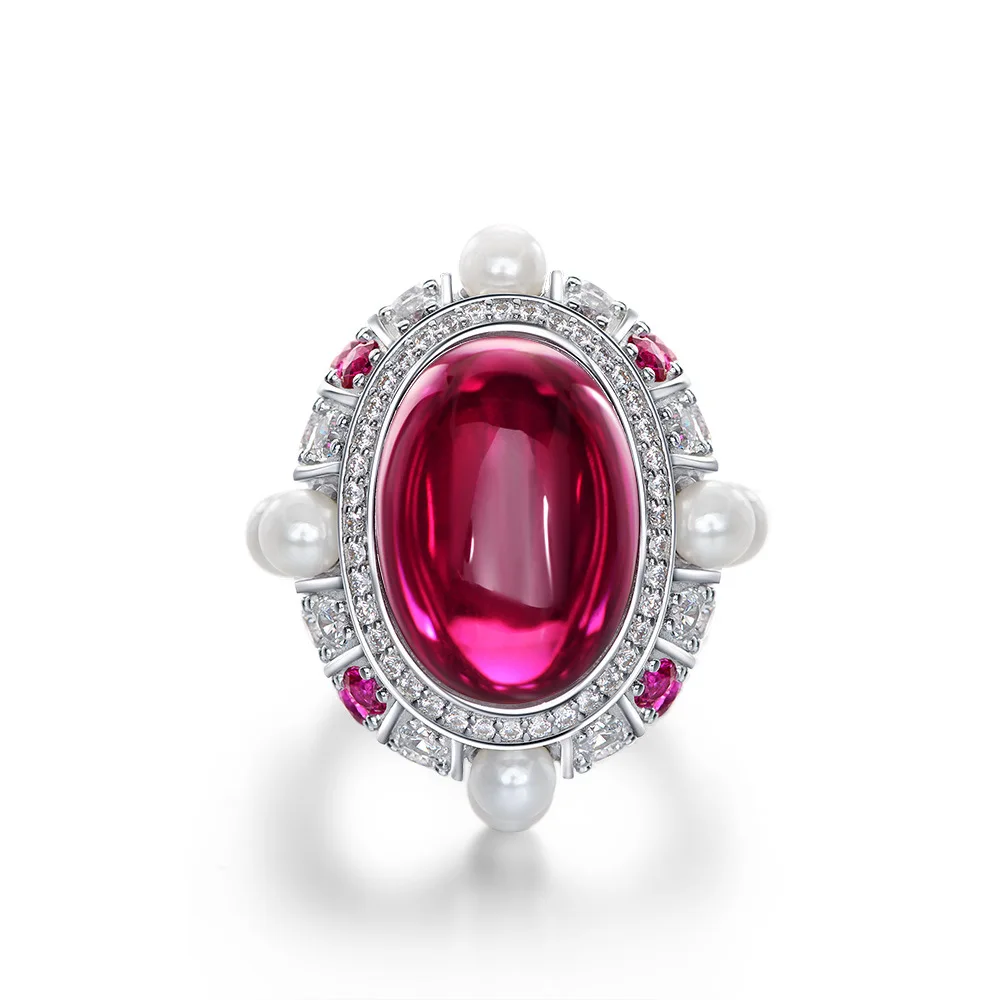 

2020 latest silver ring design fashion vintage diamond ring women 925 sterling silver roval ruby rings, Picture color