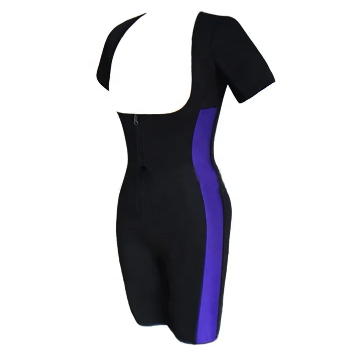 

Maikete Body Sauna Suit Waist Trainer Hot Neoprene Shapewear Sweat Bodysuit with Zipper for Weight Loss For Women, Black blue, pin, blue , orange , black orange