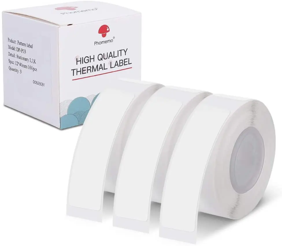 Phomemo Adhesive Thermal Sticker Printing Paper 15x50mm With 3 Rolls D30 Printer Paper
