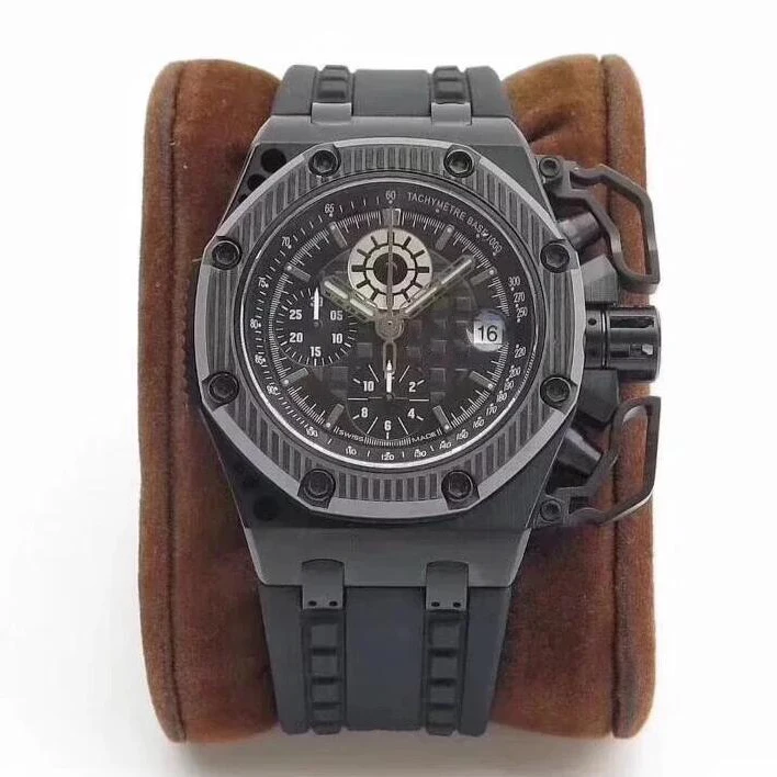 

Oak black titanium case AISA 7750 movement 50M waterproof luxury mechanical sport watch