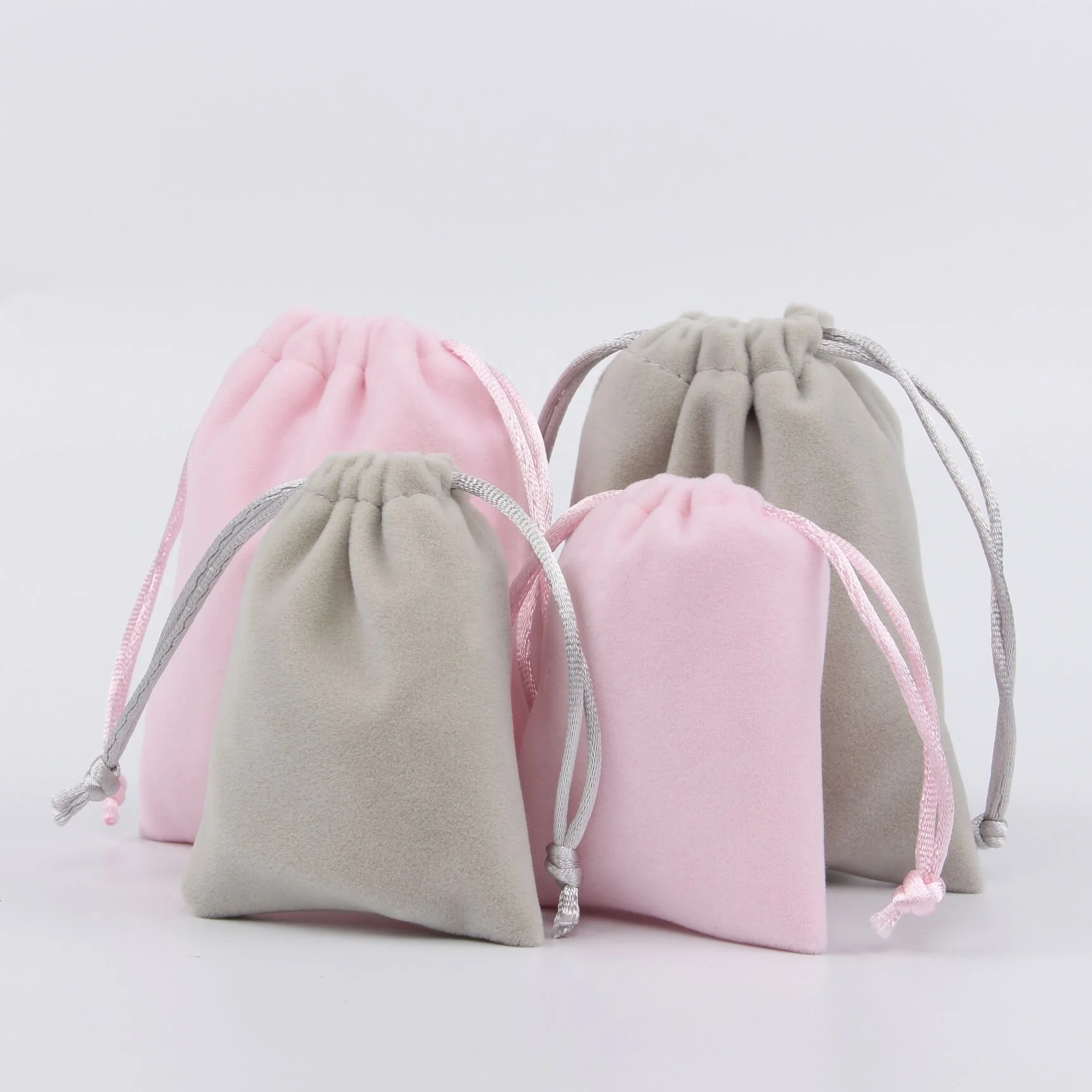 

wholesales pink gray cheap price velvet pouch velvet drawstring pouch for jewelry velvetpouches, Pink, gray, white, black, customized color