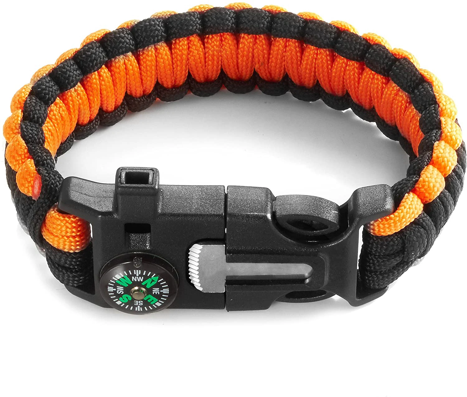 

Outdoor Camping Hiking Whistle Fire starter Compass Survival Bracelet Paracord, Multi-colors