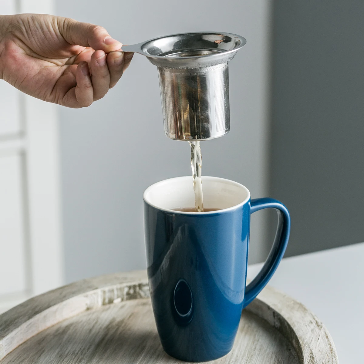 

European style blue high quality custom logo wholesale bulk simple elegant porcelain mug