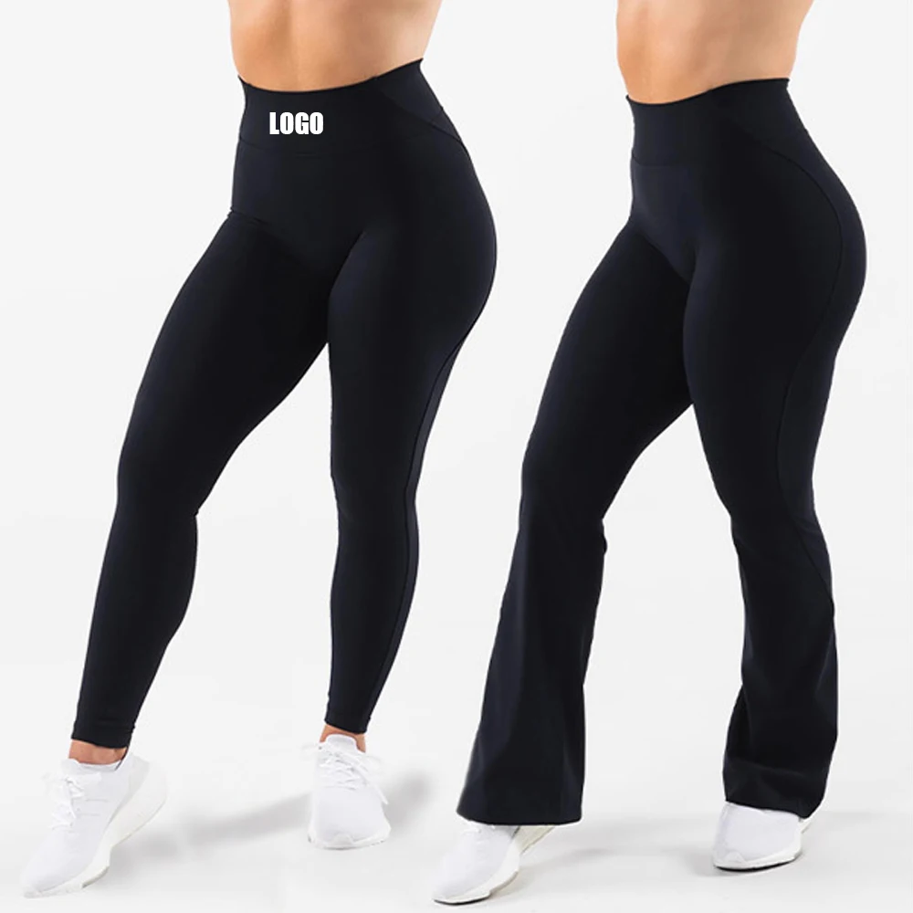 

Custom Push Up Femininas High Waist Workout Sport Nylon Yoga Flare Pants Fitness Gym Leggings For Women