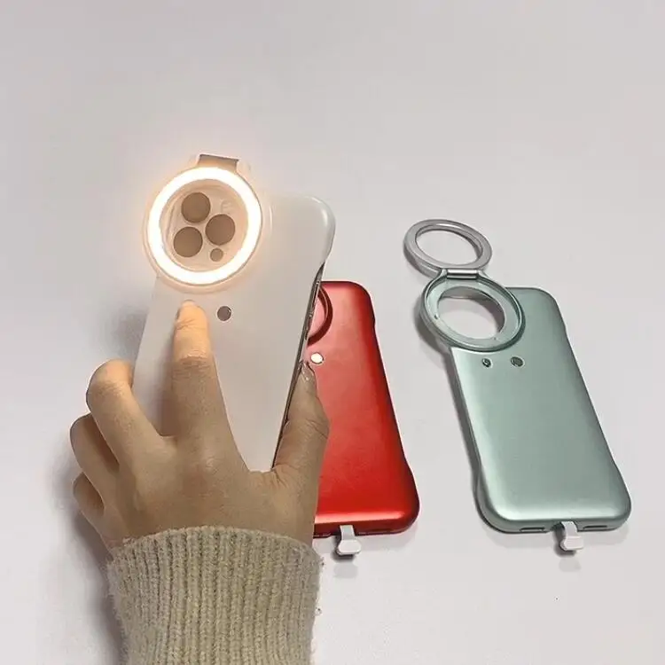 

Foldable Ring Flash LED Selfie Fill Light Phone Case for Apple iPhone 12