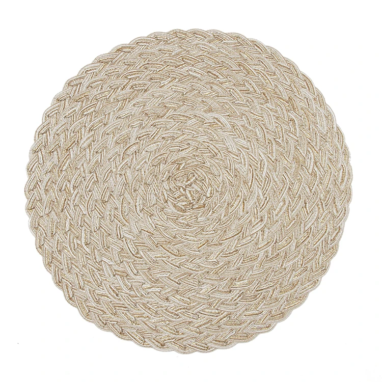 

Eco-Friendly Table Circular Modern Woven Placemat, Cream,green,royal blue,coffee,red