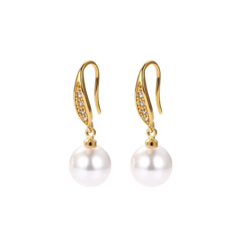 

14K Gold Filled Vintage Drop Earrings for Women 7.5-8mm Natural Freshwater White Pearl Hook Earrings Jewelry Gifts