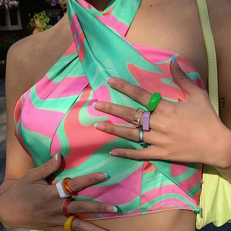 

Cross Crop Top Summer Women Sexy Ladies Sleeveless Tank Top V Neck Night Club Wear Halter Crop Top