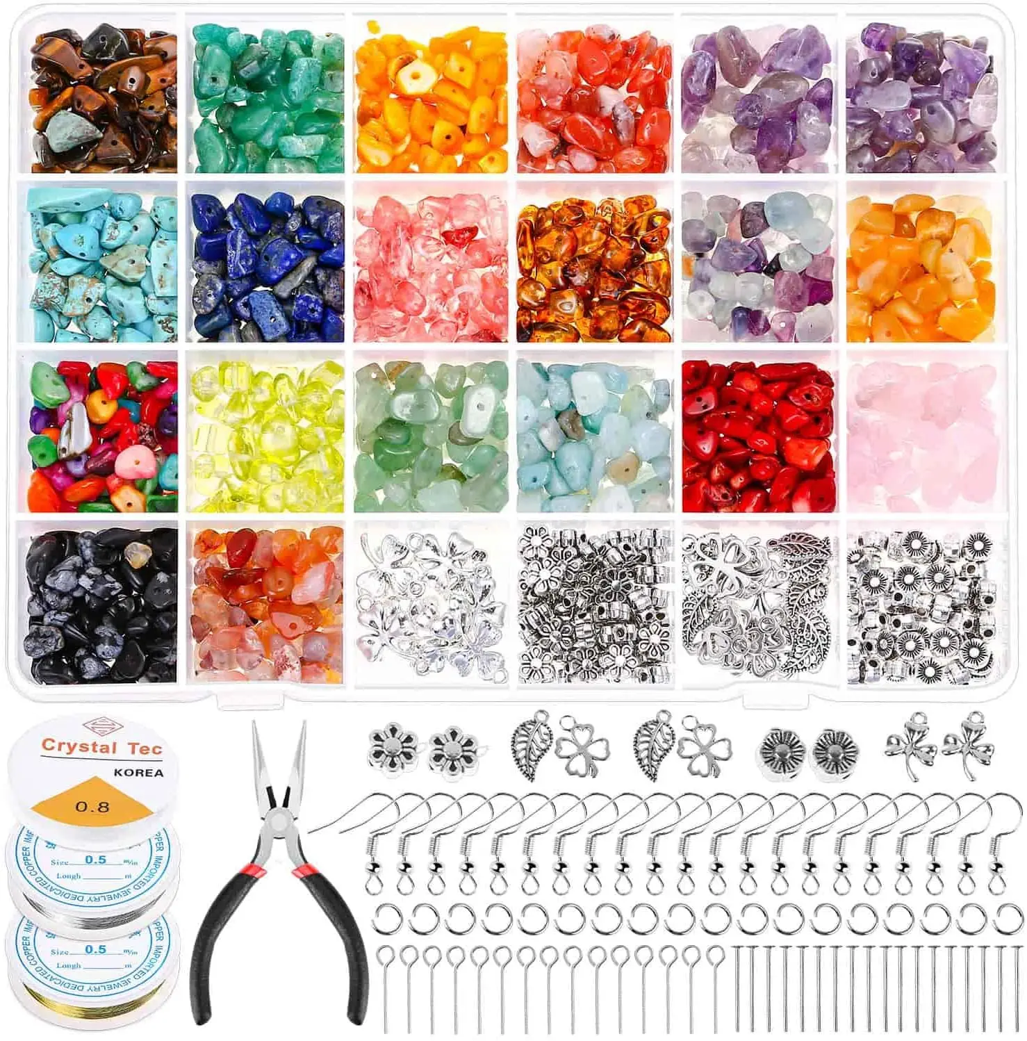 

1584 Pcs Crystal Jewelry Making Kit multi colors Crystal Gemstone Beads for Ring Earring and Jewelry Making