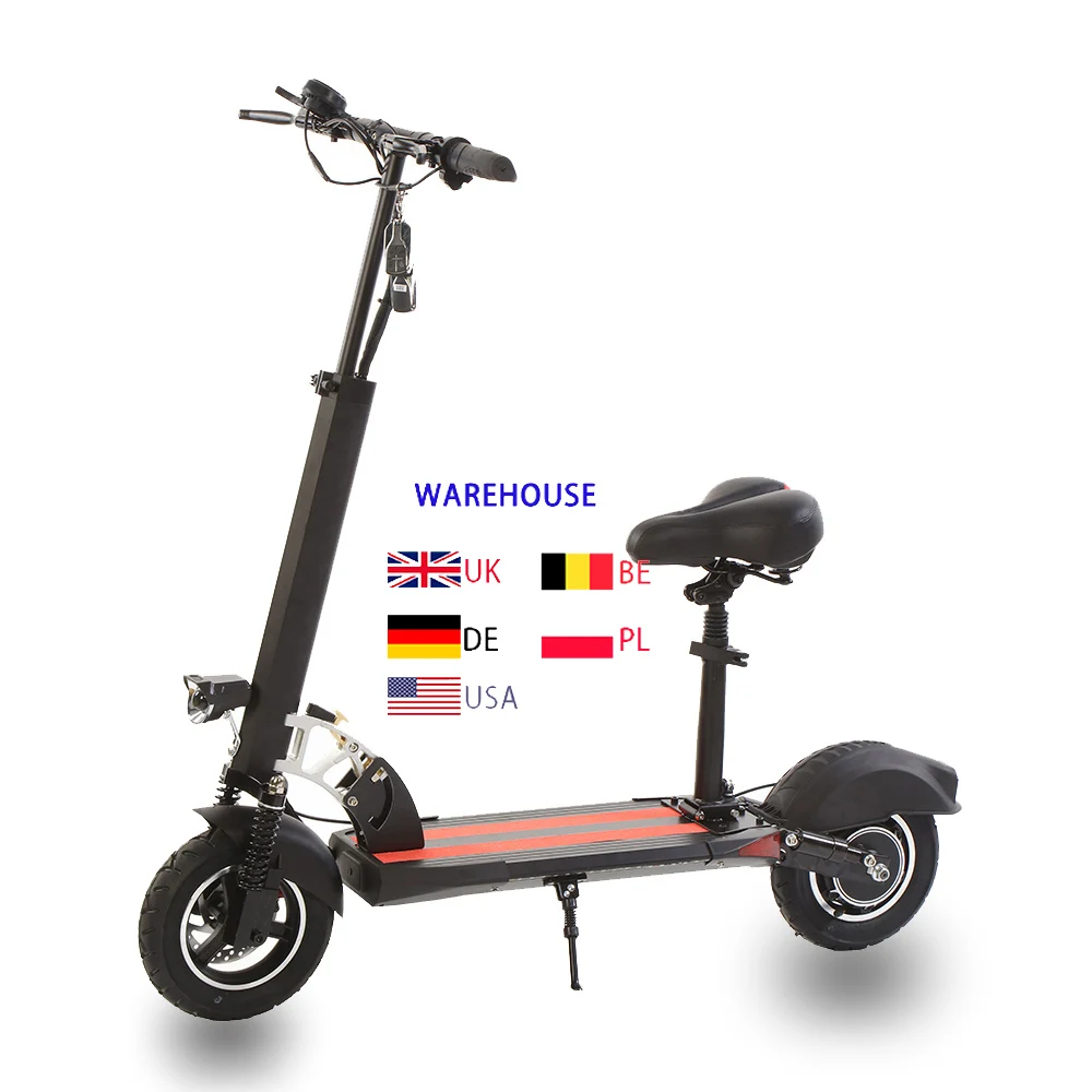 HEZZO UK Warehouse Free Shipping 48V 500W 10AH Lithium Battery 10 inch Foldable Fat Electric kick Scooters for Adult, Black