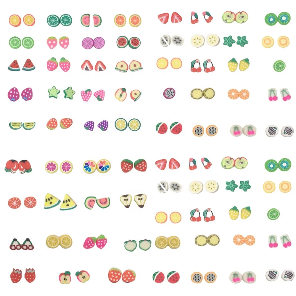 New Arrive 500g Fruit Slices Polymer Clay Nail Art Sticker Soft Animal Flower Fruit Nail Decoration Slime Diy Supplies