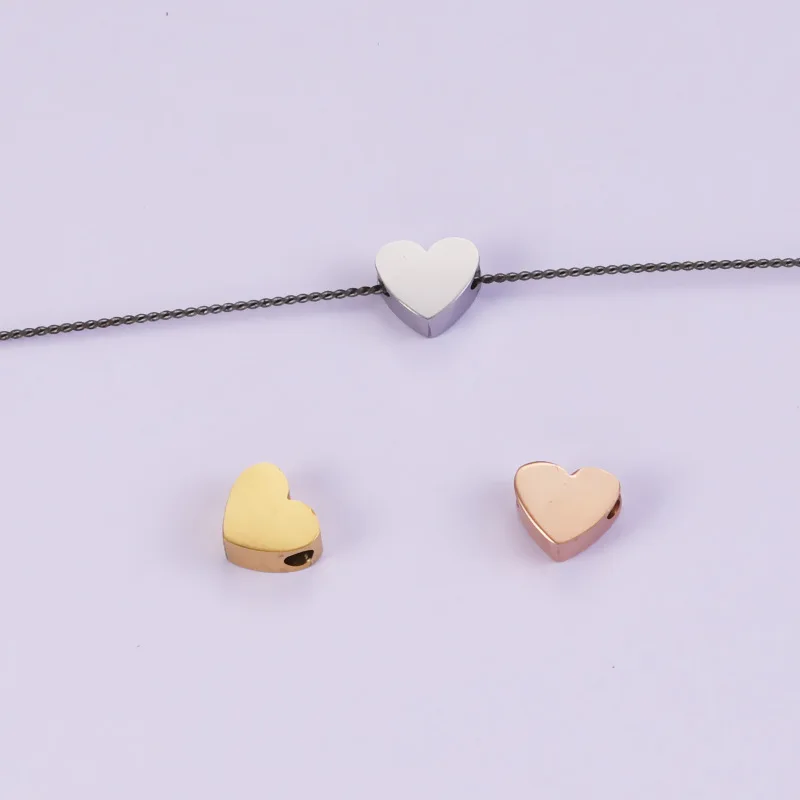 

Wholesale Stainless Steel Heart Charms for Jewelry Making Beaded Heart Pendant Accessories Love DIY Necklace and Bracelet