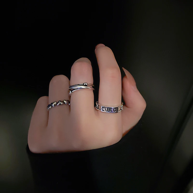 

fashion trendy letter adjustable alloy rings