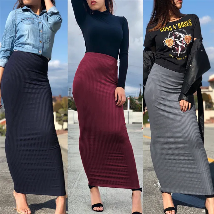 

Fashion Olive Green Sexy Girl Skirt Long Skirt for Muslim Women