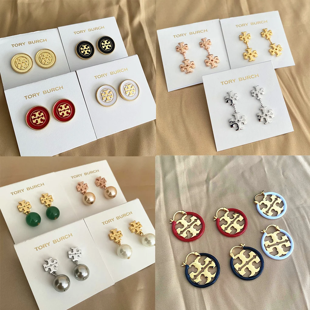

2021 Simple 18k Gold Plated Tb Letter t Enamel Designer Earrings Women
