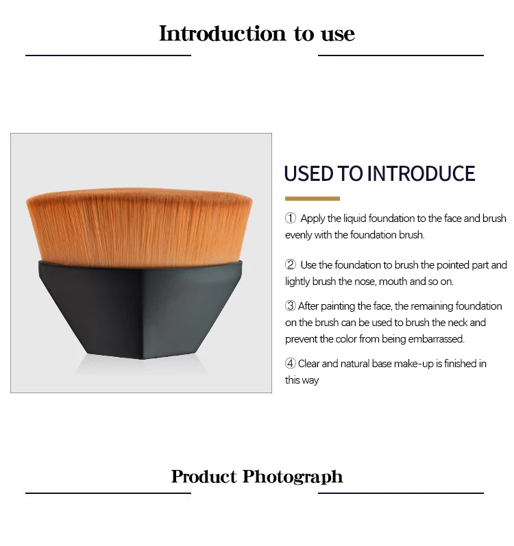 Oem Flat Top Kabuki Hexagon Face Blush Liquid Foundation Makeup Brush