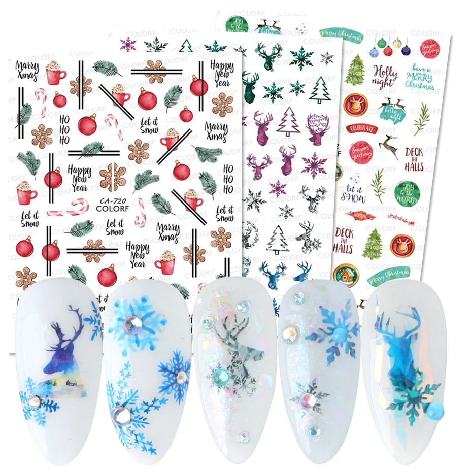 

New Arrival Christmas Snowflake Styles Nail decals Self-Adhesive Foil Transfer Sticker Nail Art Supplies Nail Decorations, Mixed color