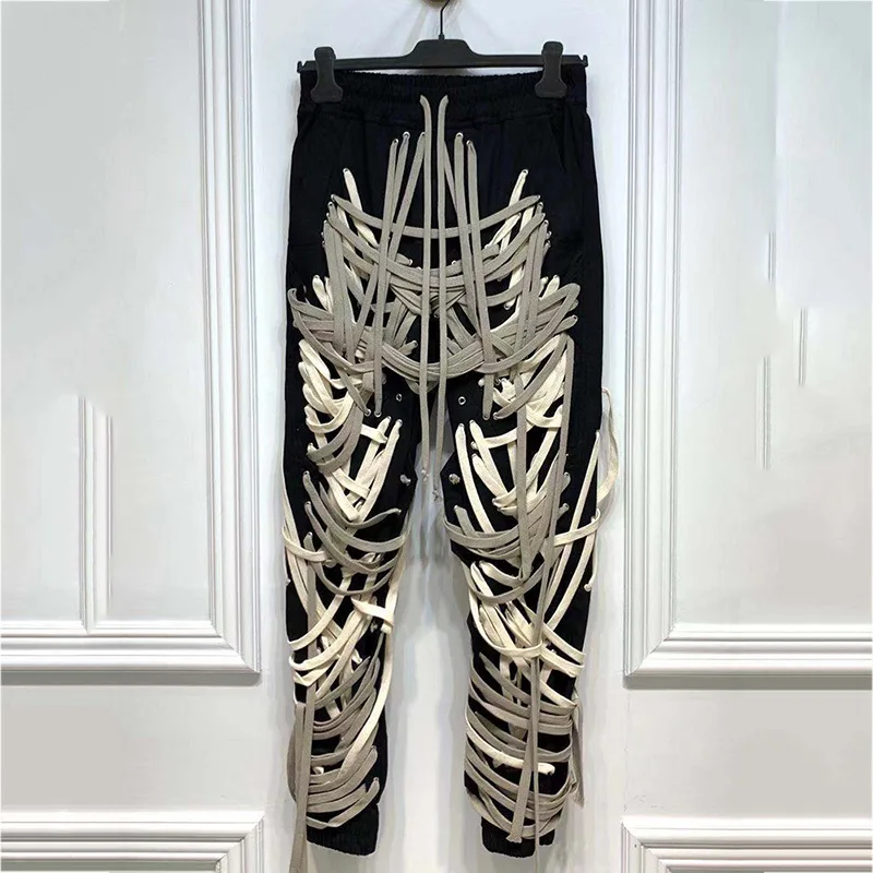 

2021 Bandage Hip Hop High Waist Streetwear Women Pants Women Strap Pants