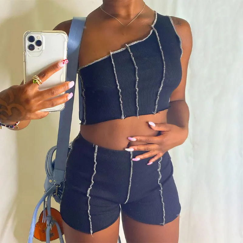 

FS3994A New sexy vest and shorts casual two piece set ladies clothes