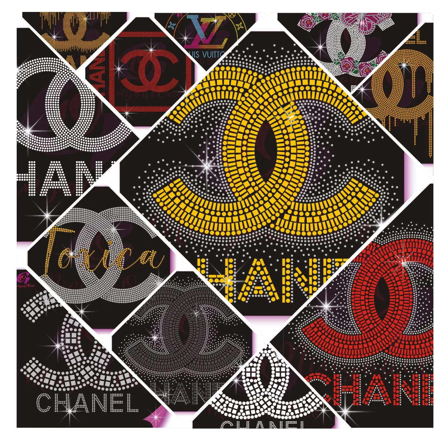 

Discount! Fast Delivery High Quality Iron Ons Stone Design Custom Rhinestone Transfer Motif, Select from color chart