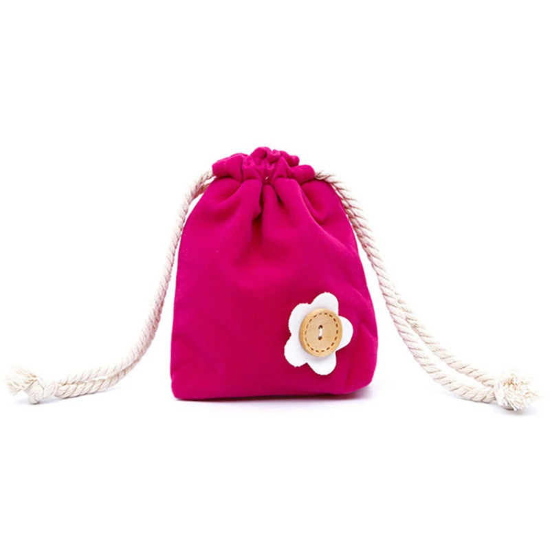 

Cute Flower Pattern Durable Reusable Candy Color Travel Small Pouch Drawstring Gift Bag, 7 colors