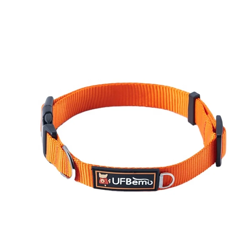 

UFBemo Cute Fashion Soft Nylon Webbing Orange Solid Adjustable Outdoor Training Dog Collar
