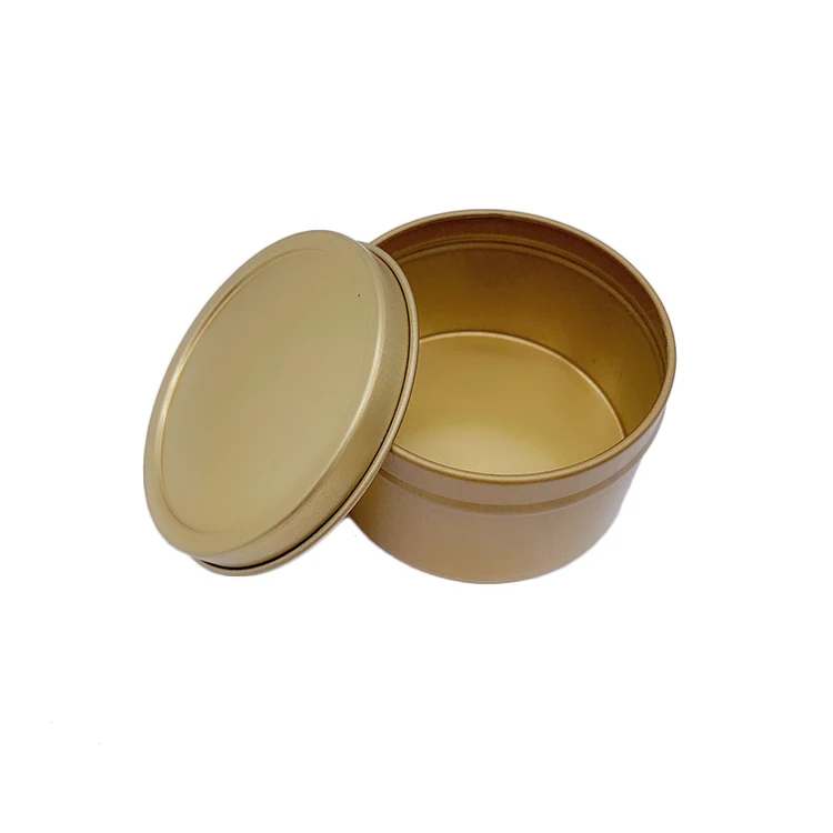 
Gold round tin can for 3oz candle jar in stock 