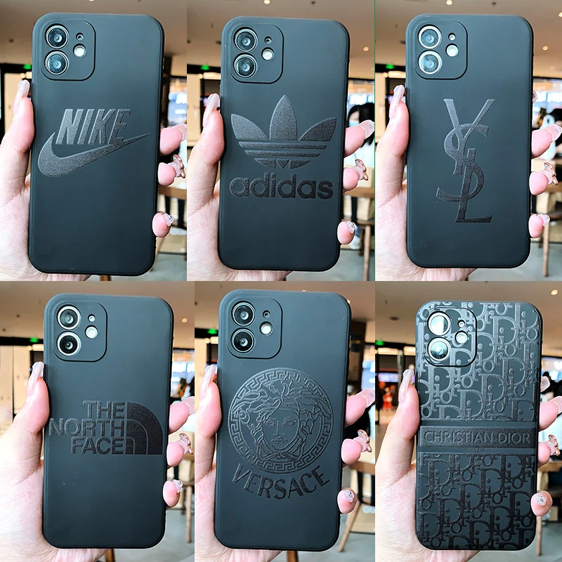 

Luxury Black Style Phone Case for iPhone for iPhone 12 11 Pro XR X Xs Max 8 7 Mini Frosted Silicone Cases Soft Back Cover