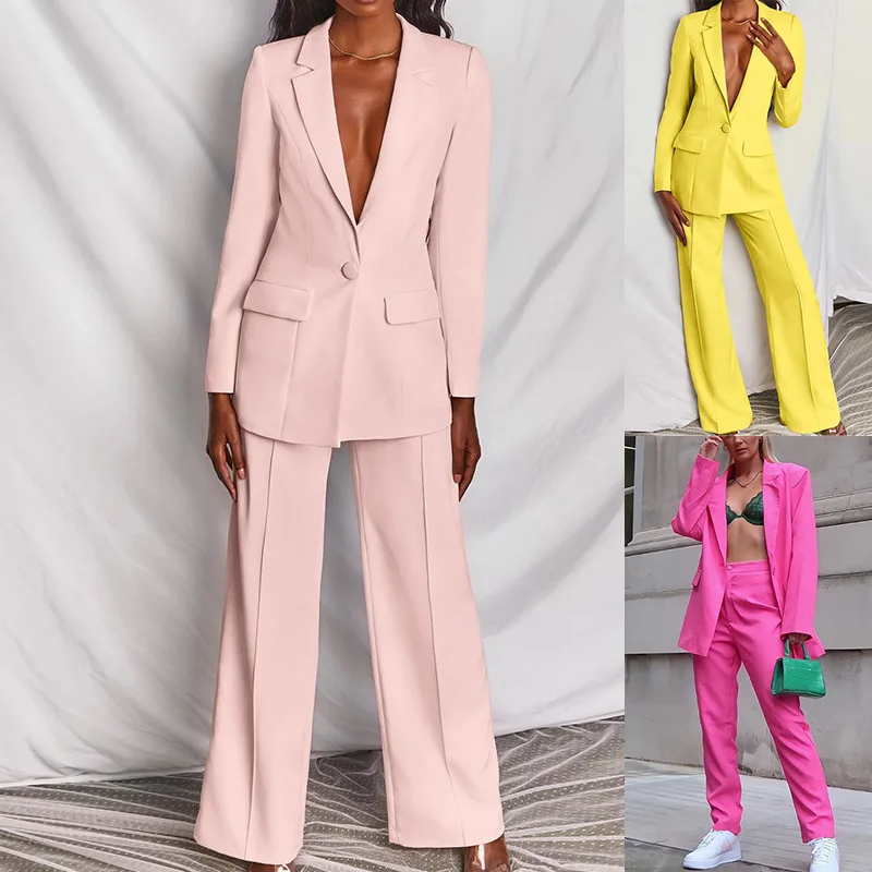 

ZL1396 Wholesale Customized Office Long Sleeve Blazers Ladies Women Blazers Formal Two Piece Pants Set Women