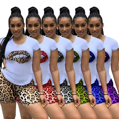 

Women's Two-piece Outfits Sexy Beautiful Lips Print Sets For Womens Fashion Trendy 2020
