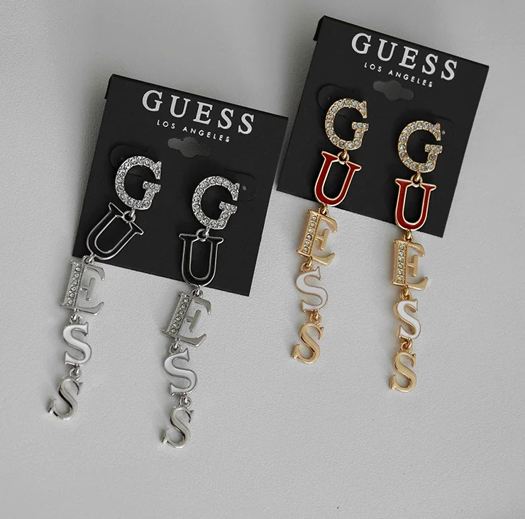 

Korean high fashion ladies earrings long letter hypoallergenic earrings