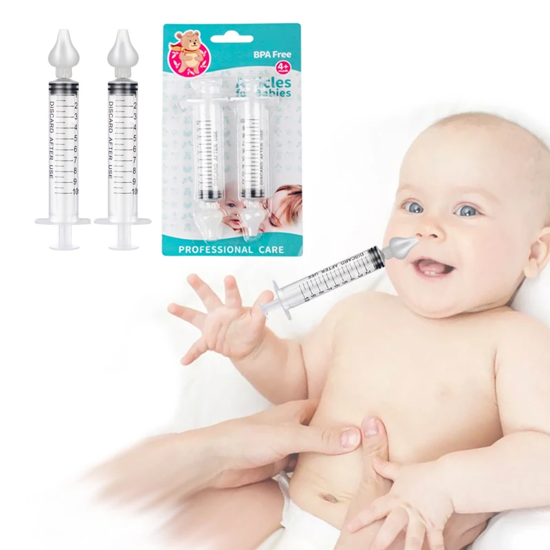 

2Pcs Baby Nose Clean Needle Tube Infant Baby Care Nasal Aspirator Cleaner 10ML Baby Rhinitis Nasal Washer