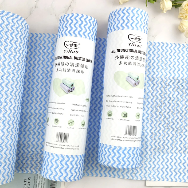 

High Quality Disposable Spunlace Non Woven Household Clean Cloth Wipe Cleaning Paper In Rolls, Blue , green