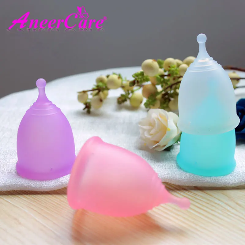 

5 Color Reusable Organic Female Period Collapsible Disinfection Menstrual Cup, Pink purple white blue