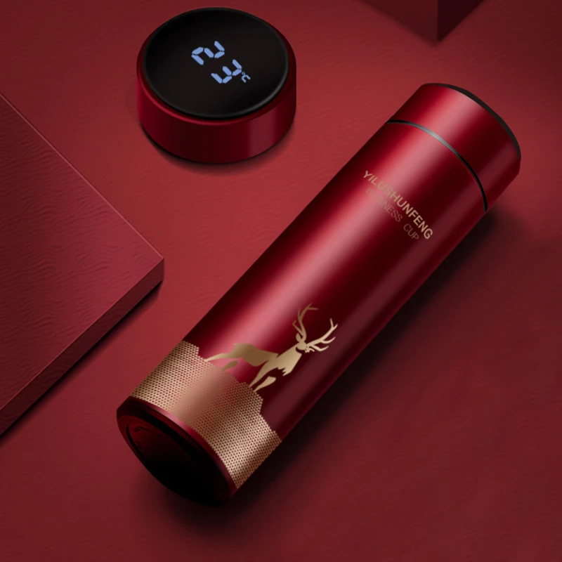 

500ml Led Smart mug Temperature Display Reminder Bottle Vacuum Insulation Stainless Steel Bottle Temperature With Custom Logo, Red,white,black,blue,pink,gold
