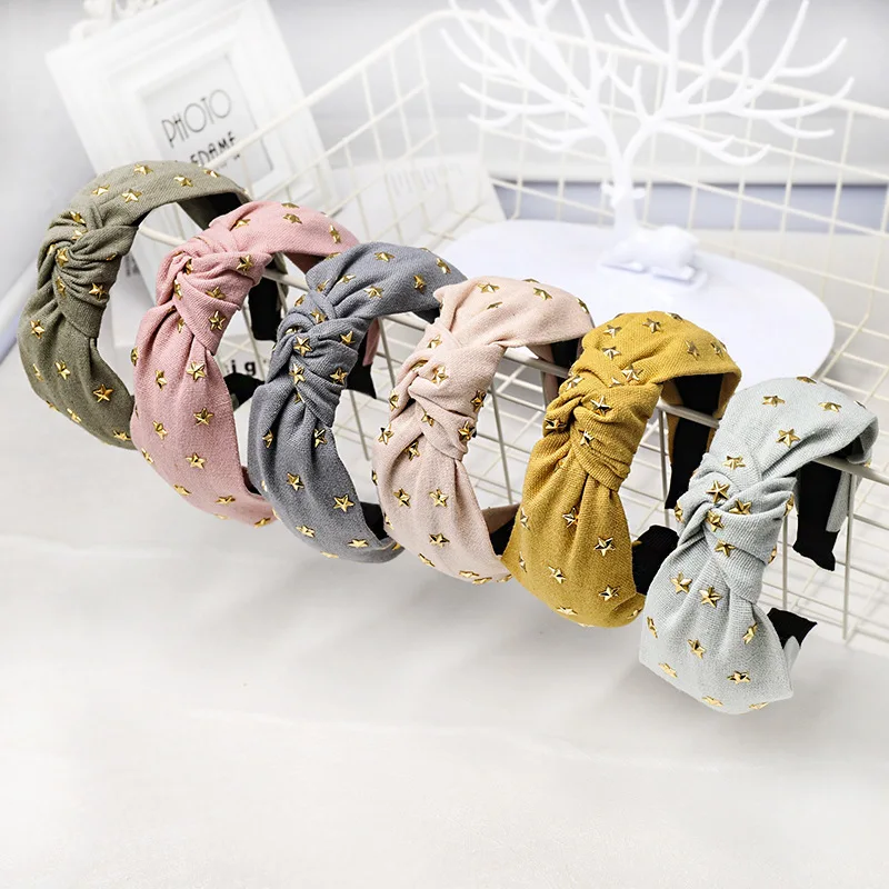 

Trendy Custom Headbands For Women Knot Star New Style Fabric Simple Solid Color 2021 Hair Accessories Women, Multi