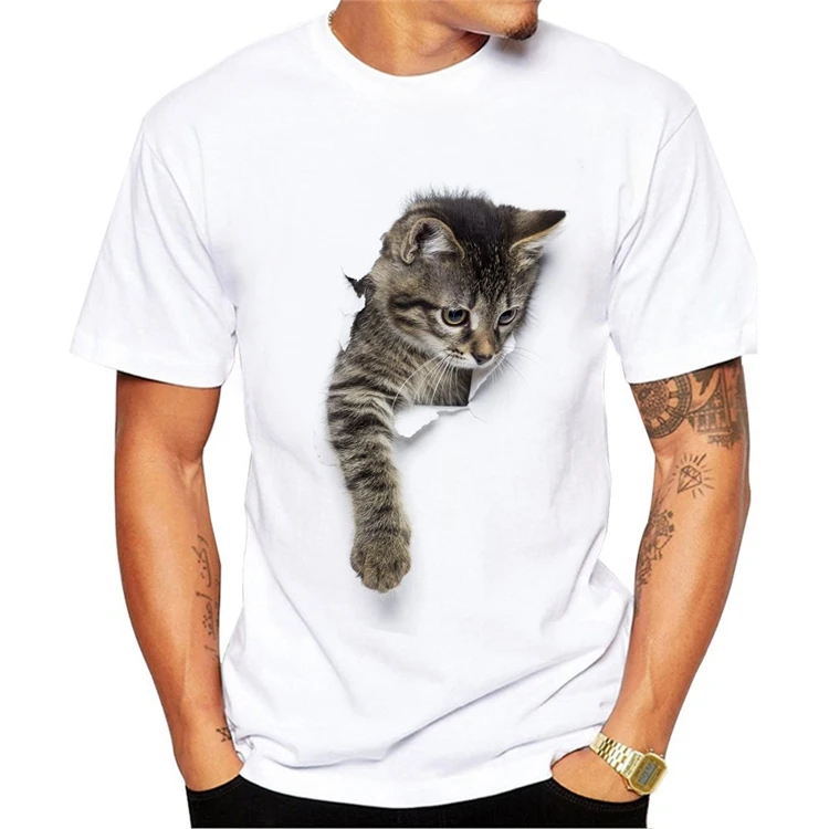 

2021 new fashion t shirt men Hot sale polo shirt men dropshipping funny cat from belly interesting animal dgt printing shirt men