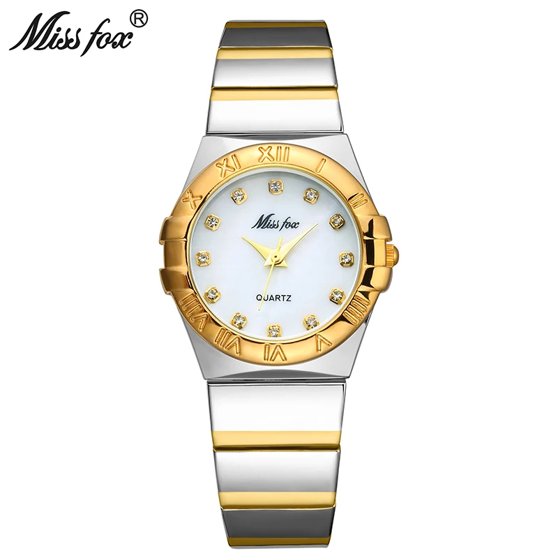 

Miss Fox Fashion Watches Women Diamond Roman Numerals Mother Pearl OmegaINGLY Ladies Gold Watch Waterproof Uhr Quartz Wristwatch