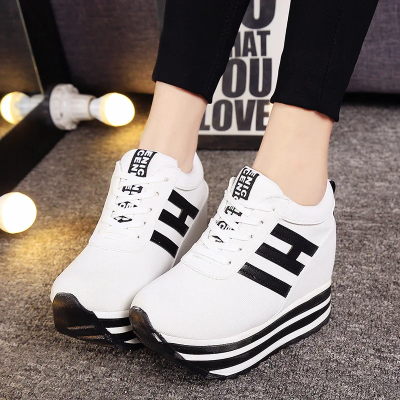 

Ladies Height Increasing Platform Shoes Wedge Thick Bottom Wholesale Comfortable Women Shoes Casual Heels, Red,black,white