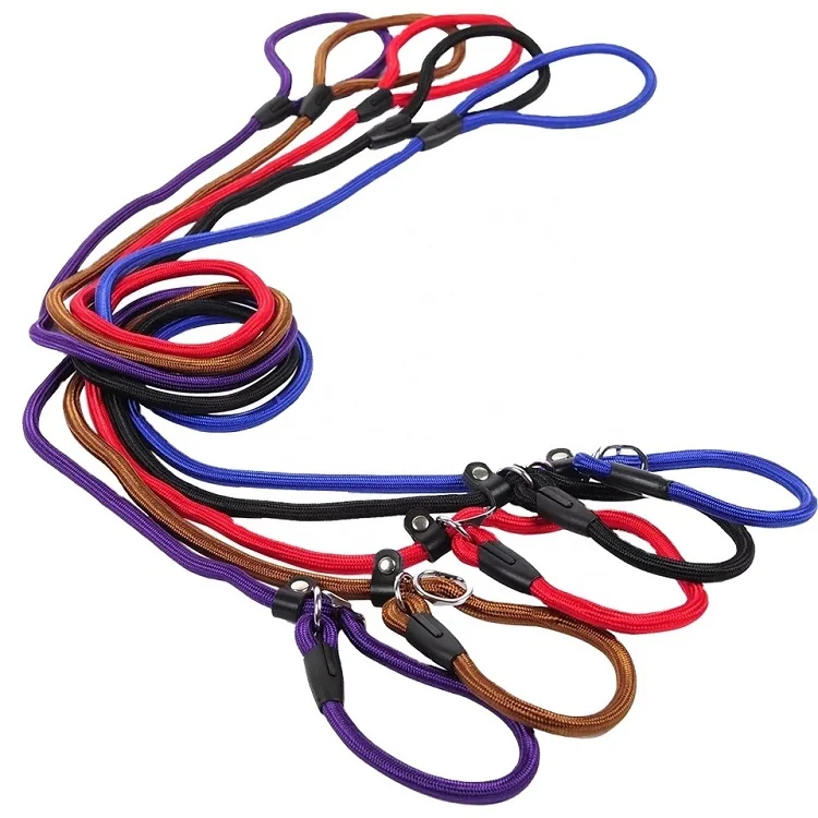 

High Quality Pet Outdoor And Collar Nylon Braided Rope Pet Dog Collar Leash For Pet Dog, 9 colors