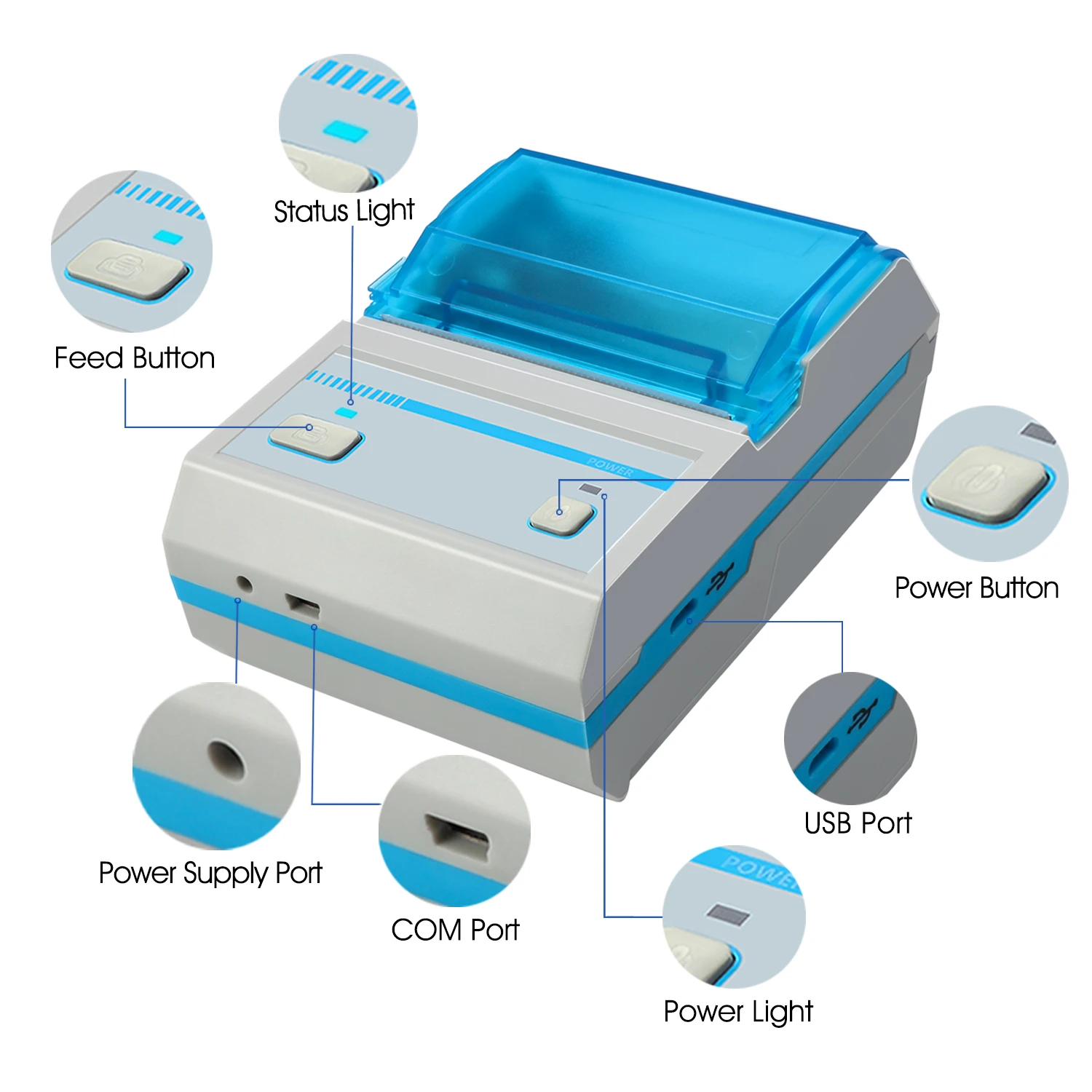 

58mm Mini pocket Handheld Blue tooth label thermal Printer wireless barcode printer