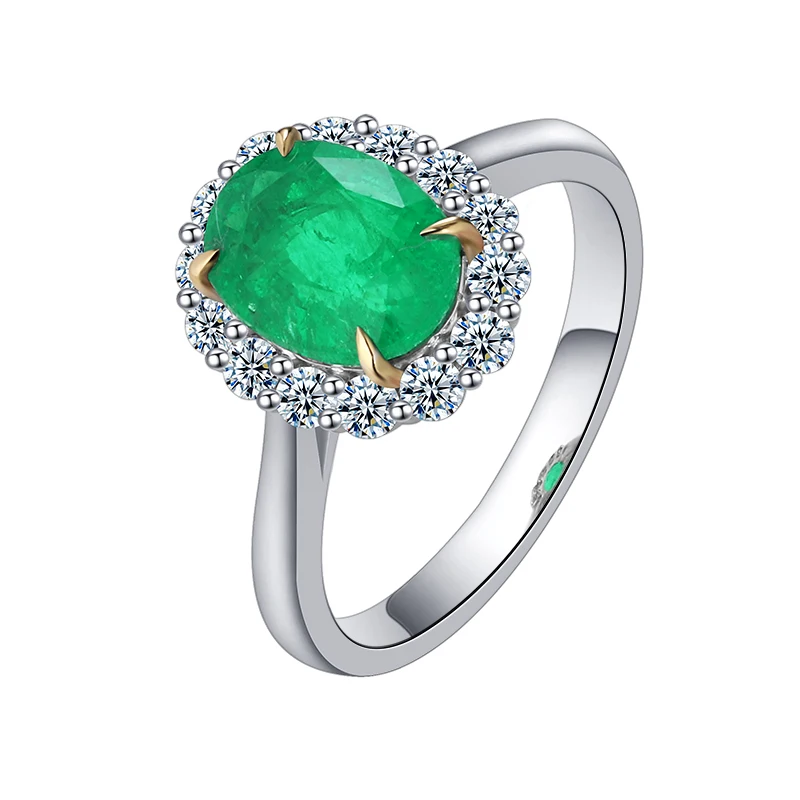 

Anster 18K Carat Gold1.98ct Lab Grown Emerald Rings, Green