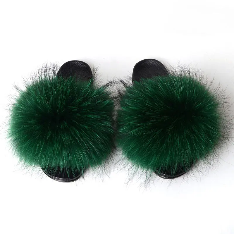 

Wholesale Women Plush Furry Real Fur Slippers
