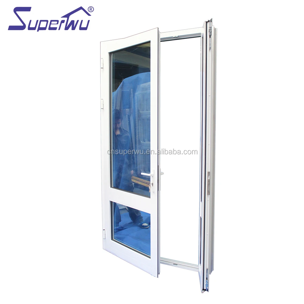 Australia standard double glass black aluminium swing glass door