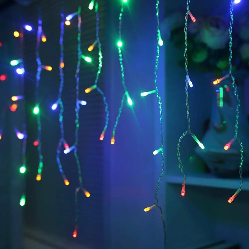 China Supplier Decorative Rope String Xmas Wave Twinkle Icicle 120 LED Curtain Lights For Outdoor Shopping Mall Decoration