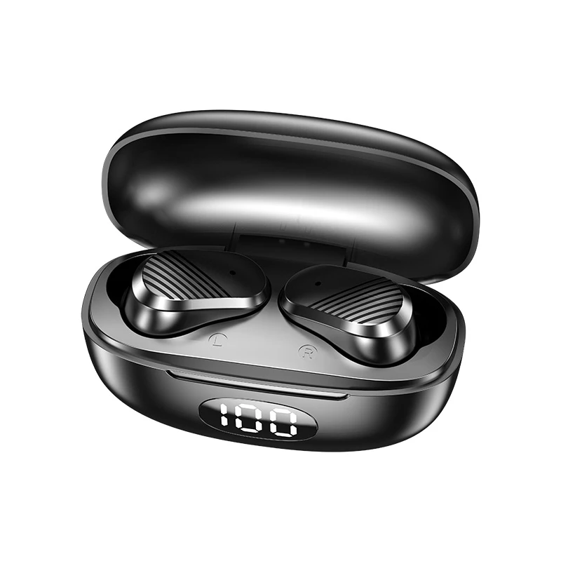 

2022 Newest T2 TWS Earphones BT5.2 Call Noise Reduction Headphones Mini Wireless Earphones Led Display Waterproof Sports Earbuds, Black