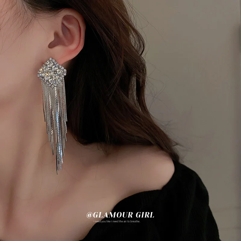 

fashion quality square crystal chandelier earrings