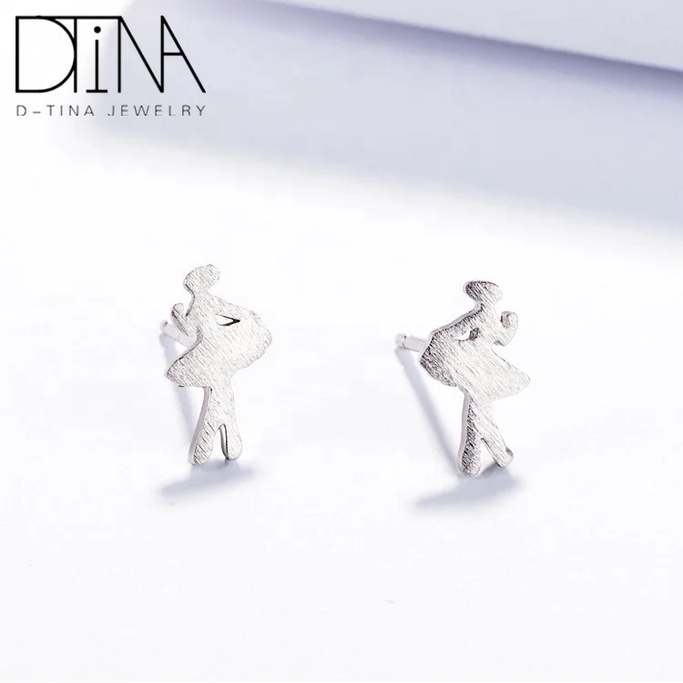 

DTINA 925 Sterling Silver Earrings New Concept Sweet Princess Jewelry Little Girl Ballet Earrings