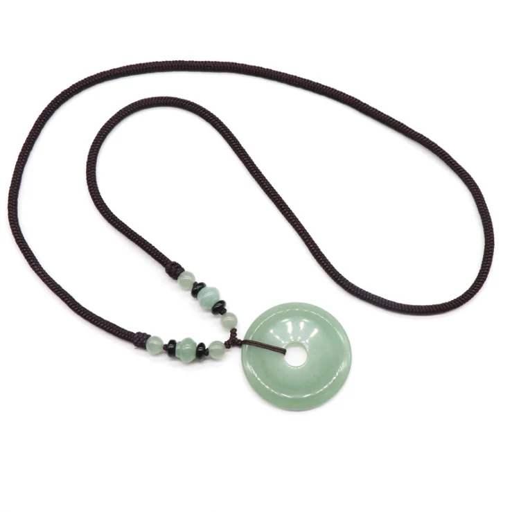

Jade pink crystal necklace with safety clasp Natural crystal pendant healing necklace peace buckle