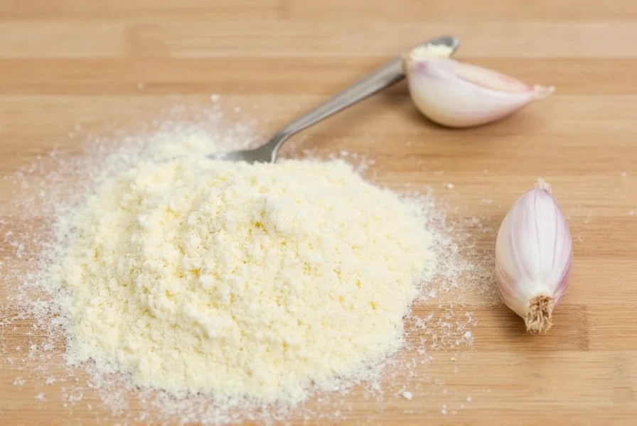 Garlic powder and fresh garlic cloves side by side comparison